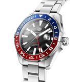 Buy Shop Tag Heuer Aquaracer GMT Caliber 7 Pepsi Black Dial Silver Steel Strap Watch for Men - WAY201F.BA0927 USA Online