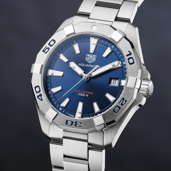 Buy Shop Tag Heuer Aquaracer Blue Dial Silver Steel Strap Watch for Men - WBD1112.BA0928 USA Online