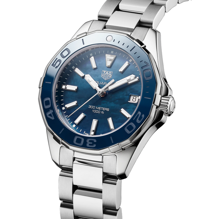 Buy Shop Tag Heuer Aquaracer Blue Dial Silver Steel Strap Watch for Women - WAY131S.BA0748 USA Online