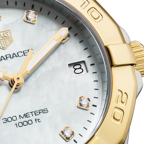 Buy Shop Tag Heuer Aquaracer White Mother of Pearl Dial Two Tone Steel Strap Watch for Women - WBD1322.BB0320 USA Online