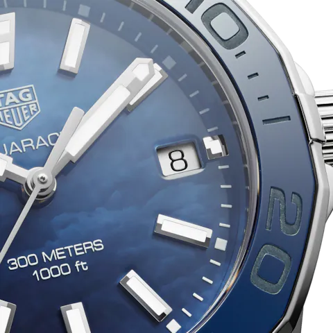 Buy Shop Tag Heuer Aquaracer Blue Dial Silver Steel Strap Watch for Women - WAY131S.BA0748 USA Online