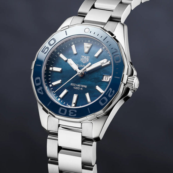 Buy Shop Tag Heuer Aquaracer Blue Dial Silver Steel Strap Watch for Women - WAY131S.BA0748 USA Online