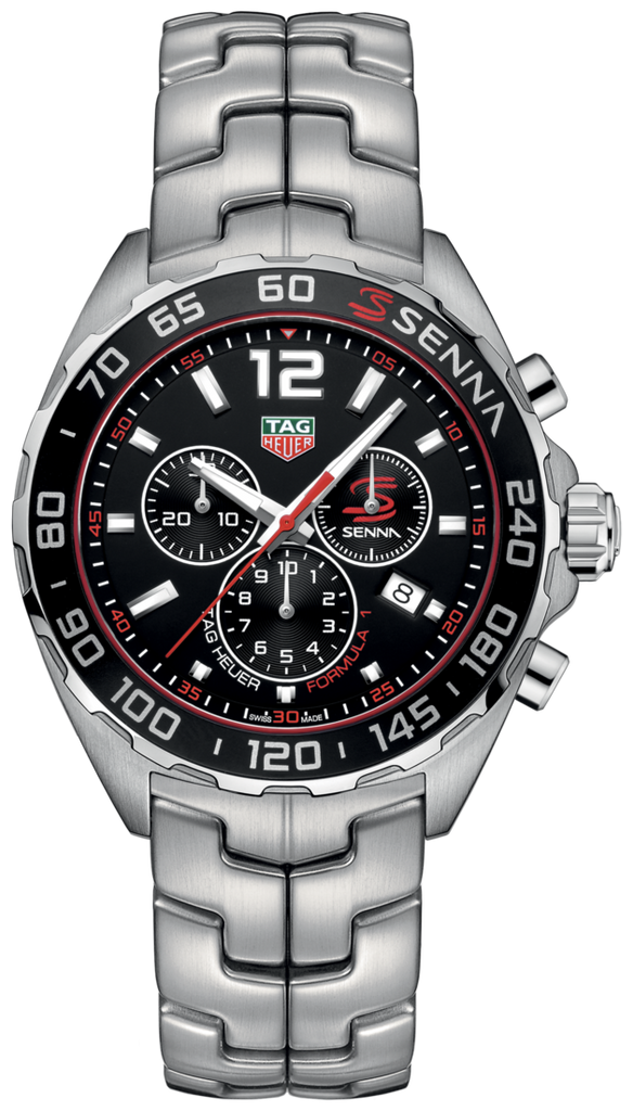 Buy Shop Tag Heuer Senna Chronograph Special Edition Black Dial Silver Steel Strap Watch for Men - CAZ1015.BA0883 USA Online