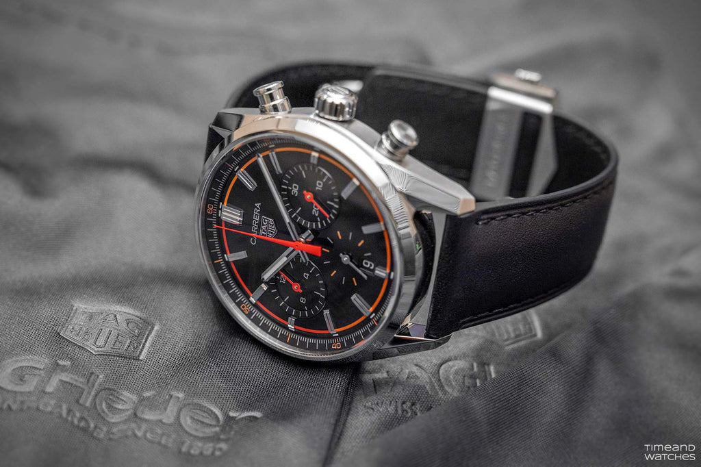 Buy Shop Tag Heuer Carrera Chronograph Black Dial Black Leather Strap Watch for Men - CBN201C.FC6542 USA Online