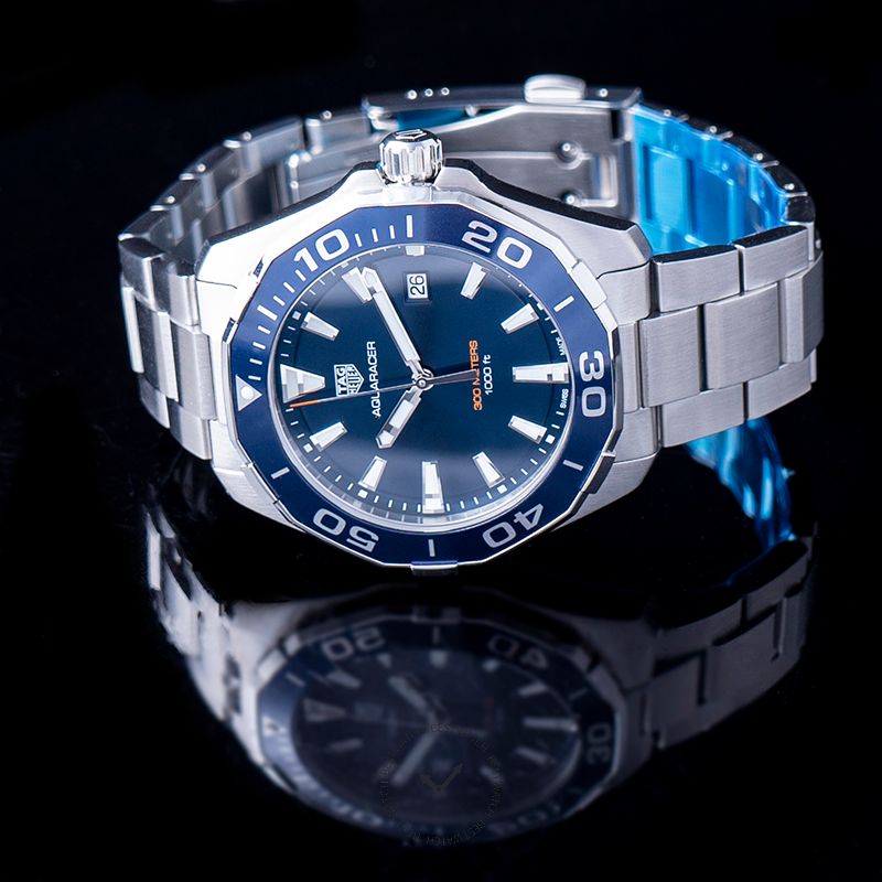 Buy Shop Tag Heuer Aquaracer Blue Dial Silver Steel Strap Watch for Men - WAY101C.BA0746 USA Online