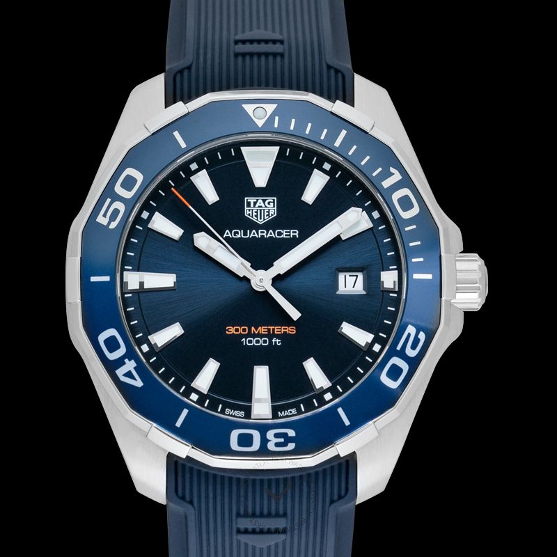 Buy Shop Tag Heuer Aquaracer Quartz Blue Dial Blue Rubber Strap Watch for Men - WAY101C.FT6153 USA Online