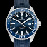 Buy Shop Tag Heuer Aquaracer Quartz Blue Dial Blue Rubber Strap Watch for Men - WAY101C.FT6153 USA Online