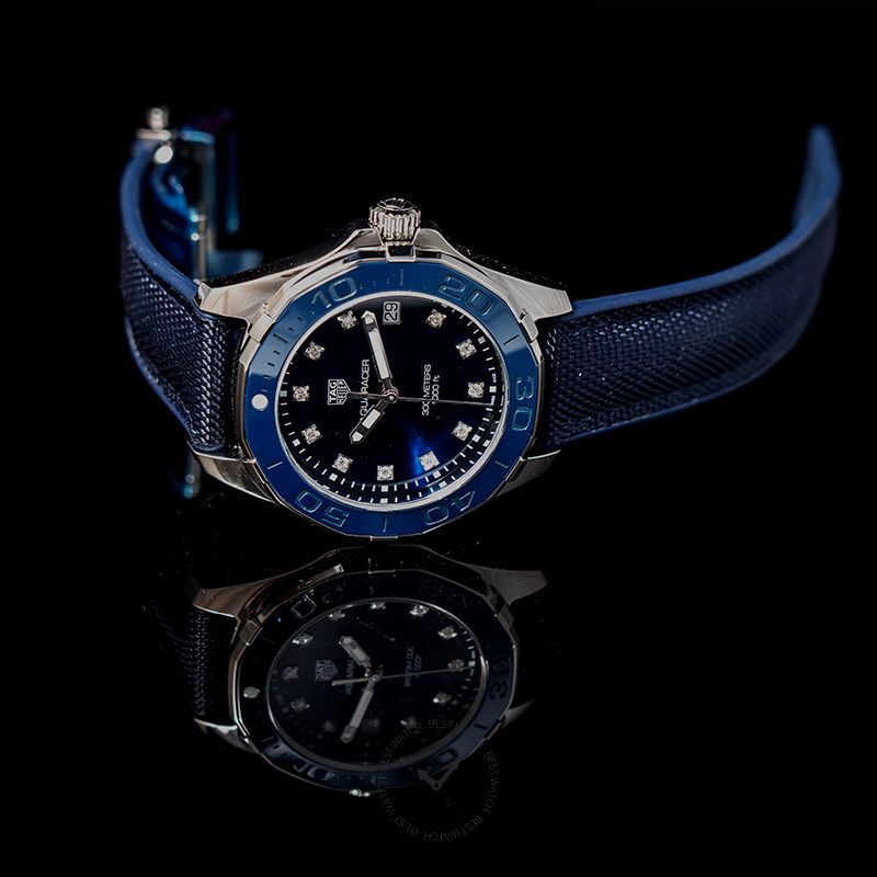 Buy Shop Tag Heuer Aquaracer Quartz Mother of Pearl Blue Dial Blue NATO Strap Watch for Women - WAY131L.FT6091 USA Online