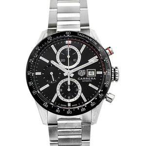 Buy Shop Tag Heuer Carrera Automatic Chronograph Black Dial Silver Steel Strap Watch for Men - CBM2110.BA0651 USA Online