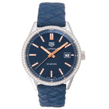 Tag Heuer Carrera Quartz 39mm Diamond Blue Dial Blue Leather Strap Watch for Women - WAR1114.FC6391