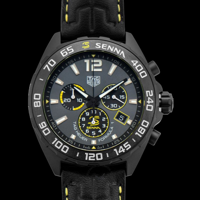 Buy Shop Tag Heuer Formula 1 Chronograph Senna Black Dial Black Leather Strap Watch for Men - CAZ101AJ.FC6487 USA Online