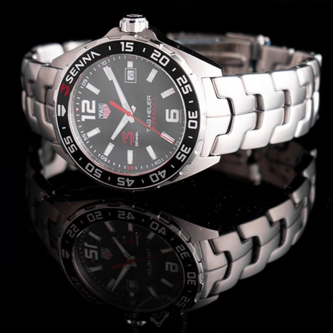 Buy Shop Tag Heuer Formula 1 Senna Limited Edition Black Dial Silver Steel Strap Watch for Men - WAZ1012.BA0883 USA Online