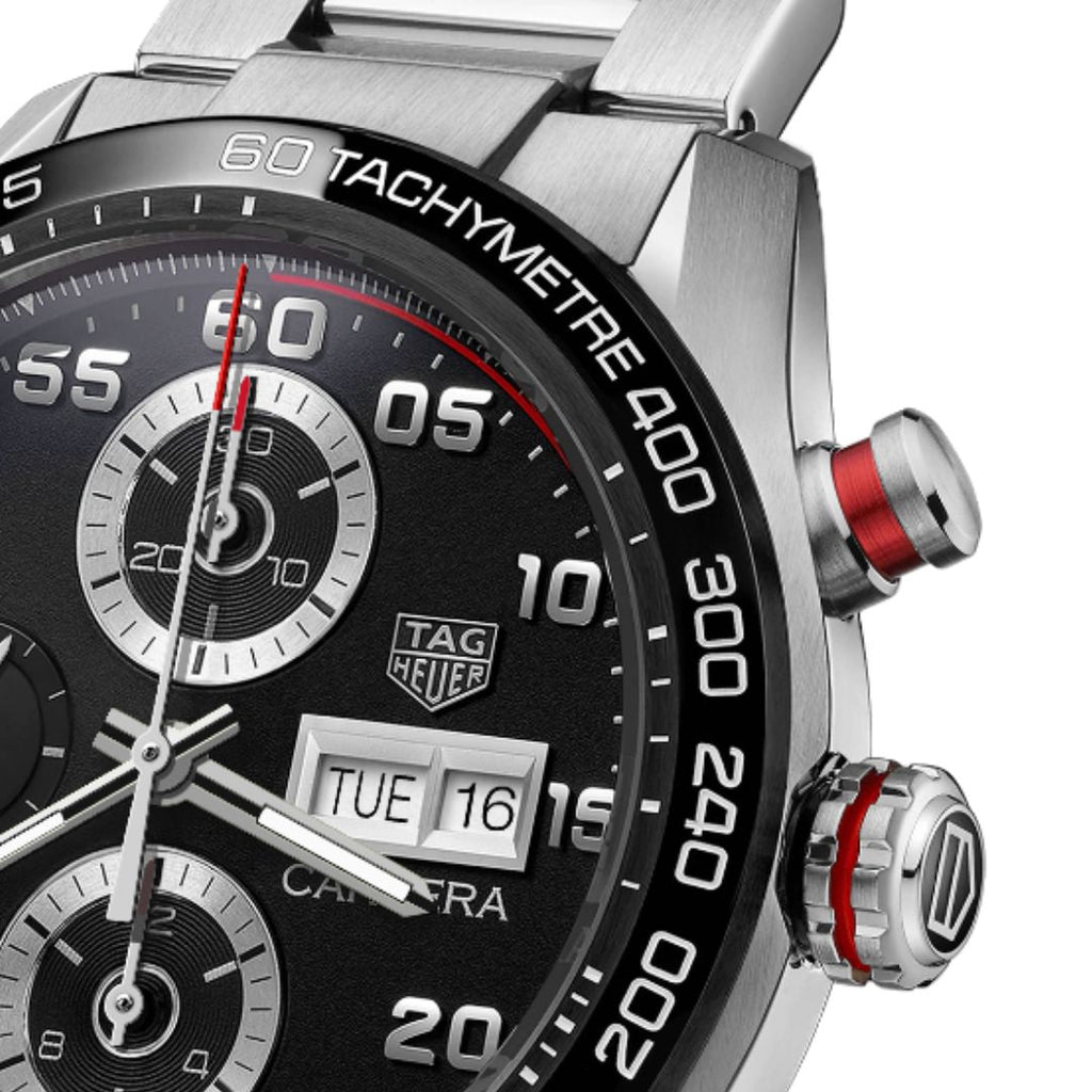 Buy Shop Tag Heuer Carrera Chronograph Black Dial Silver Steel Strap Watch for Men - CBN2A1AA.BA0643 USA Online