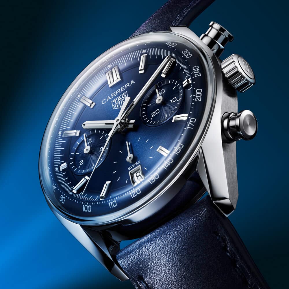 Buy Shop Tag Heuer Carrera Chronograph Blue Dial Blue Leather Strap Watch for Men - CBS2212.FC6535 USA Online
