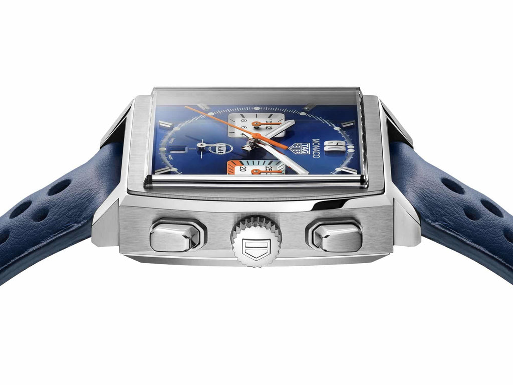 Buy Shop Tag Heuer Monaco Gulf Automatic Chronograph Blue Dial Blue Leather Strap Watch for Men - CBL2115.FC6494 USA Online