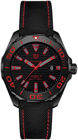 Buy Shop Tag Heuer Aquaracer Caliber 5 Black Dial Black Nylon Strap Watch for Men - WAY208A.FC6381 USA Online