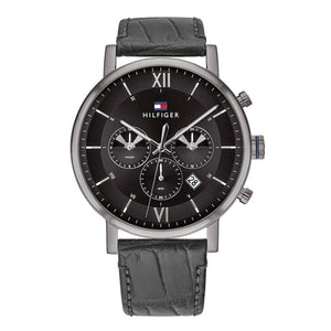 Buy Shop Tommy Hilfiger Evan Black Dial Black Leather Strap Watch for Men - 1710395 USA Online
