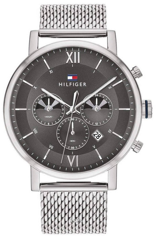 Buy Shop Tommy Hilfiger Evan Grey Dial Silver Mesh Bracelet Watch for Men - 1710396 USA Online