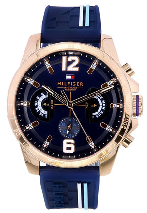 Buy Shop Tommy Hilfiger Decker Multifunction Blue Dial Blue Rubber Strap Watch for Men - 1791474 USA Online