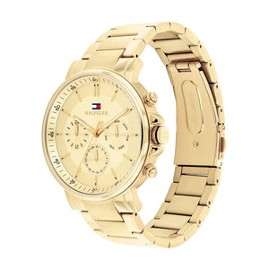 Buy Shop Tommy Hilfiger Tyson Chronograph Gold Dial Gold Steel Strap Watch For Men - 1710611 USA Online