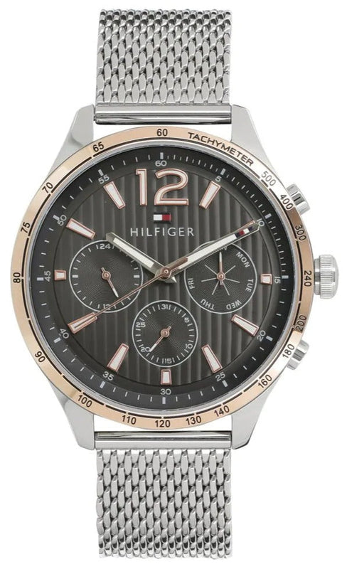 Buy Shop Tommy Hilfiger Gavin Chronograph Quartz Grey Dial Silver Mesh Bracelet Watch for Men - 1791466 USA Online