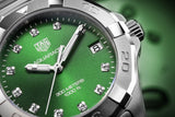 Buy Shop Tag Heuer Aquaracer Diamonds Emerald Green Dial Silver Steel Strap Watch for Women - WBD1316.BA0740 USA Online