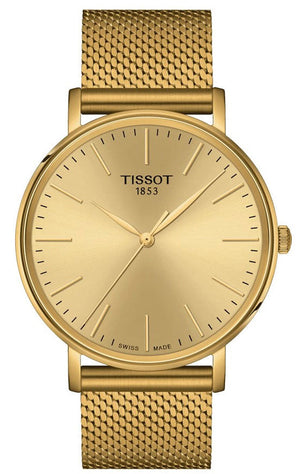 Buy Shop Tissot Everytime Gent Gold Dial Gold Mesh Bracelet Watch for Men - T143.410.33.021.00 USA Online