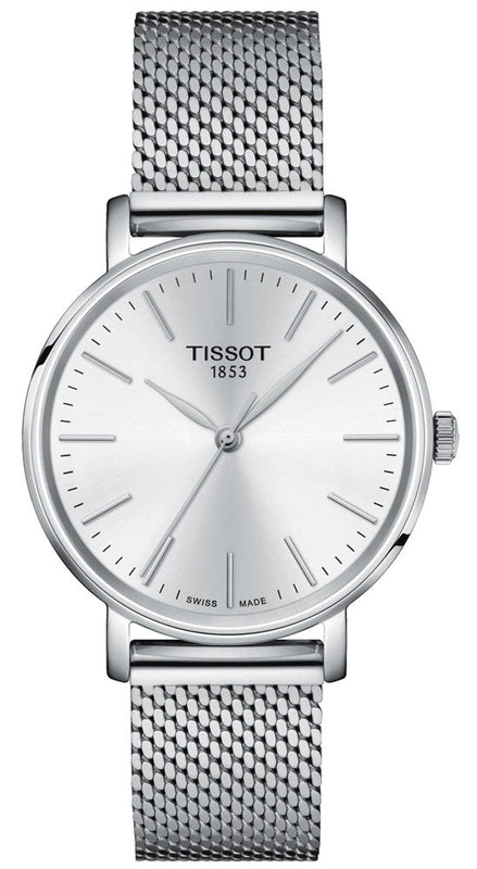 Buy Shop Tissot Everytime Lady Silver Dial Silver Mesh Bracelet Watch for Women - T143.210.11.011.00 USA Online
