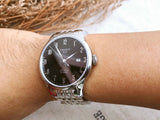 Buy Shop Tissot T Classic Powermatic 80 Black Dial Silver Steel Strap Watch For Men - T41.1.483.52 USA Online