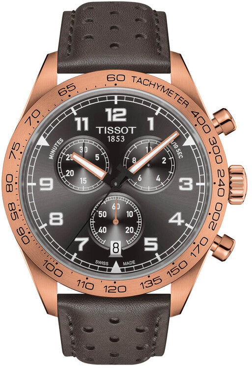 Buy Shop Tissot T Sport PRS 516 Chronograph Grey Dial Grey Leather Strap Watch for Men - T131.617.36.082.00 USA Online