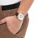 Buy Shop Tommy Hilfiger Harrison White Dial Brown Leather Strap Watch for Men - 1790874 USA Online