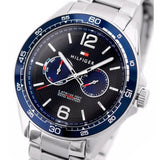 Buy Shop Tommy Hilfiger Erik Chronograph Blue Dial Silver Steel Strap Watch for Men - 1791366 USA Online