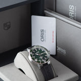 Oris Aquis Date Green Dial Black Rubber Strap Watch for Men - 0173377304157-0742464EB