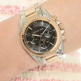 Buy Shop Michael Kors Blair Chronograph Black Dial Two Tone Steel Strap Watch For Women - MK6093 USA Online