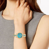 Buy Shop Michael Kors Petite Runway Mercer Blue Dial Gold Steel Strap Watch For Women - MK6673 USA Online