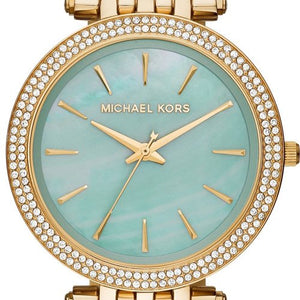 Buy Shop Michael Kors Darci Analog Mother of Pearl Green Dial Gold Steel Strap Watch For Women - MK3498 USA Online