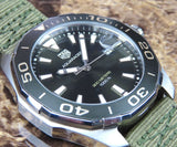 Tag Heuer Aquaracer Black Dial Khakhi Green NATO Strap Watch for Men - WAY101E.FC8222