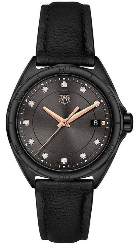 Buy Shop Tag Heuer Formula 1 Quartz Diamonds Black Dial Black Leather Strap Watch for Women - WBJ1317.FC8230 USA Online