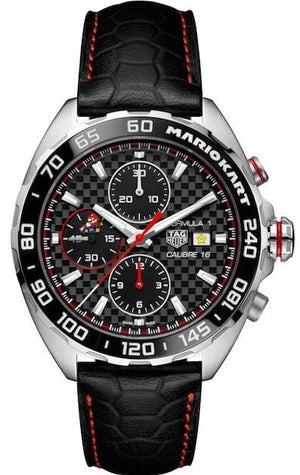 Buy Shop Tag Heuer Formula 1 Mario Kart Chronograph Black Dial Black Leather Strap Watch for Men - CAZ201E.FC6517 USA Online