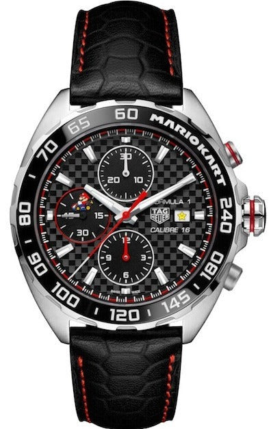 Buy Shop Tag Heuer Formula 1 Mario Kart Chronograph Black Dial Black Leather Strap Watch for Men - CAZ201E.FC6517 USA Online