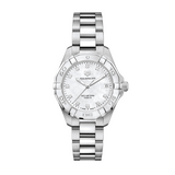 Buy Shop Tag Heuer Aquaracer Diamonds White Mother of Pearl Dial Silver Steel Strap Watch for Women - WBD1314.BA0740 USA Online