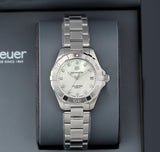 Buy Shop Tag Heuer Aquaracer Diamonds White Mother of Pearl Dial Silver Steel Strap Watch for Women - WBD1314.BA0740 USA Online