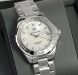 Buy Shop Tag Heuer Aquaracer Diamonds White Mother of Pearl Dial Silver Steel Strap Watch for Women - WBD1314.BA0740 USA Online