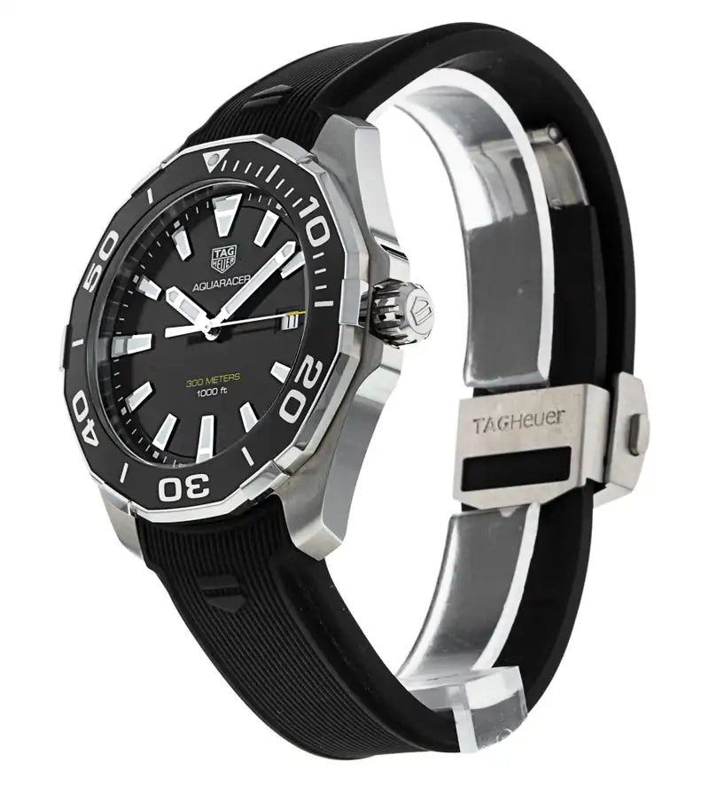 Buy Shop Tag Heuer Aquaracer Quartz Black Dial Black Rubber Strap Watch for Men - WAY101A.FT6141 USA Online