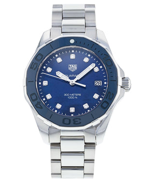 Buy Shop Tag Heuer Aquaracer Diamonds Blue Dial Silver Steel Strap Watch for Women - WAY131L.BA0748 USA Online