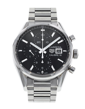 Buy Shop Tag Heuer Carrera Automatic Chronograph Black Dial Silver Steel Strap Watch for Men - CBK2110.BA0715 USA Online