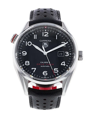 Buy Shop Tag Heuer Carrera Calibre 5 Drive Timer Black Dial Black Leather Strap Watch for Men - WAR2A10.FC6337 USA Online