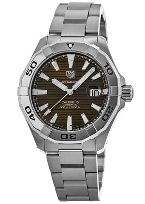 Buy Shop Tag Heuer Aquaracer Calibre 5 Automatic Sunray Brown Dial Silver Steel Strap Watch for Men - WAY2018.BA0927 USA Online