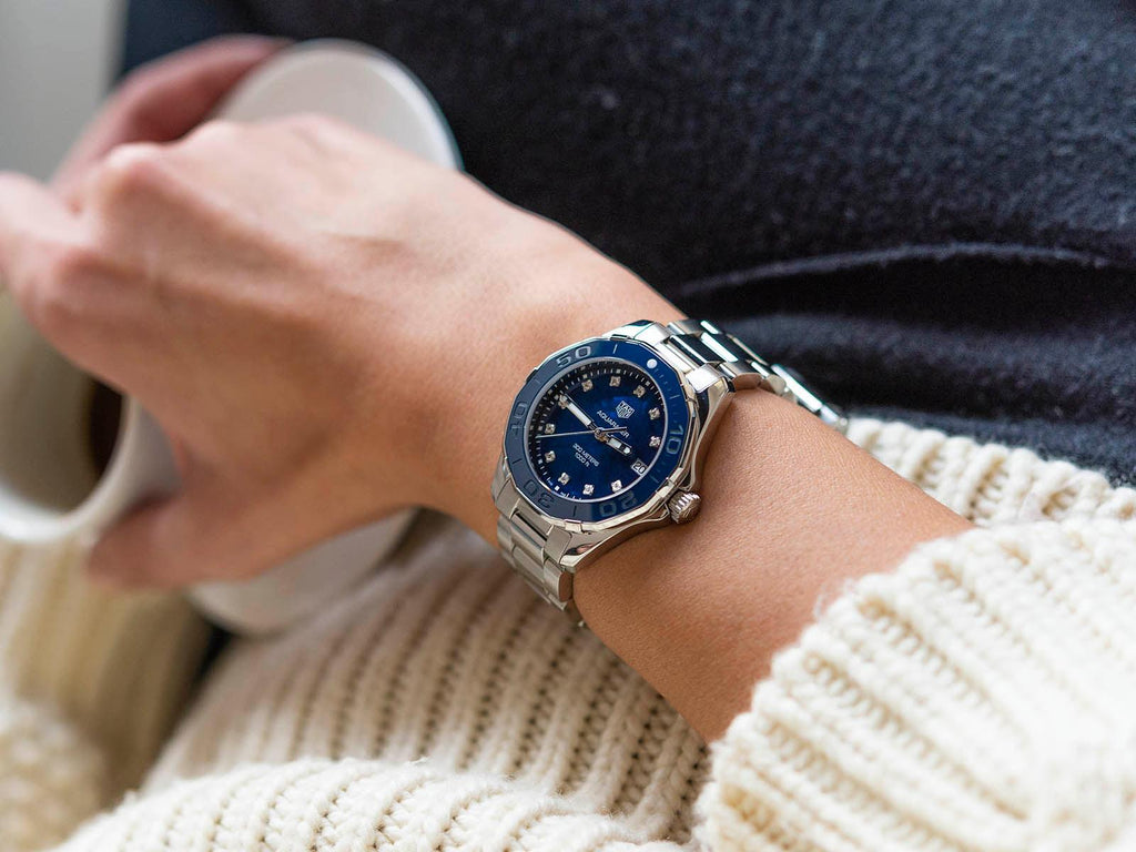 Buy Shop Tag Heuer Aquaracer 35mm Quartz Blue Dial Silver Steel Strap Watch for Women - WSY131L.BA0748 USA Online
