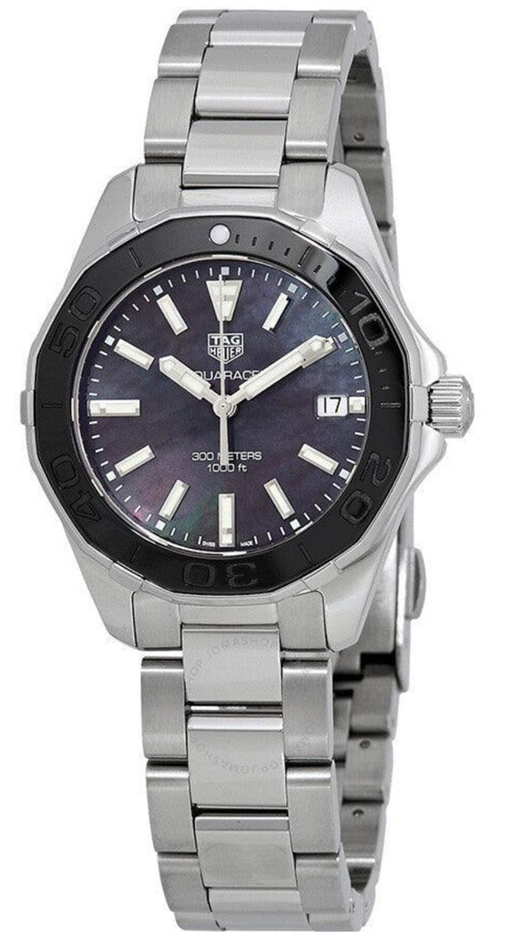 Buy Shop Tag Heuer Aquaracer Quartz Black Dial Silver Steel Strap Watch for Women - WAY131K.BA0748 USA Online